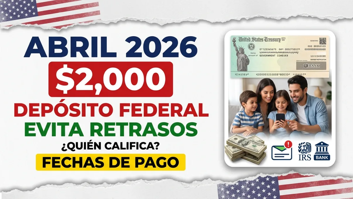 Depósitos federales de $2,000 en abril de 2026: reglas de elegibilidad, calendario de pagos y cómo evitar retrasos