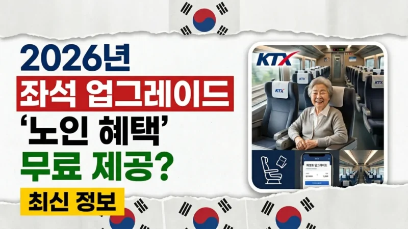 2026년 한국 노인 기차 좌석 무료 업그레이드