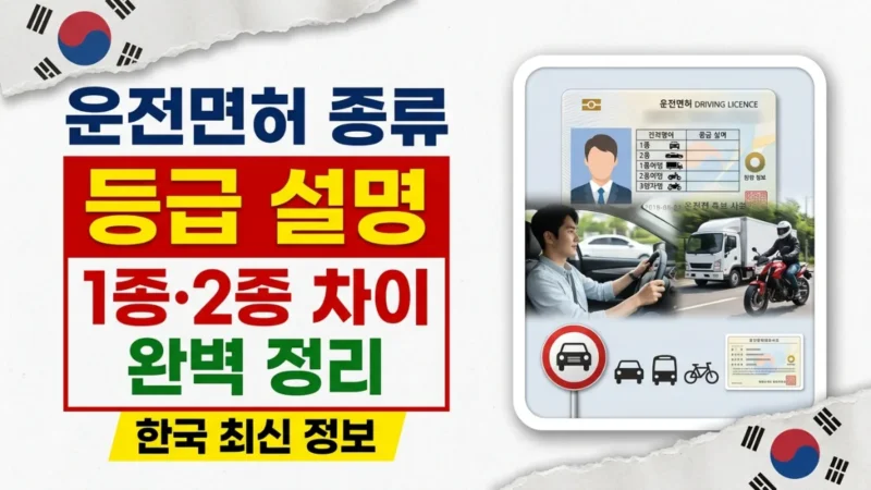 한국 운전면허 종류와 등급 설명
