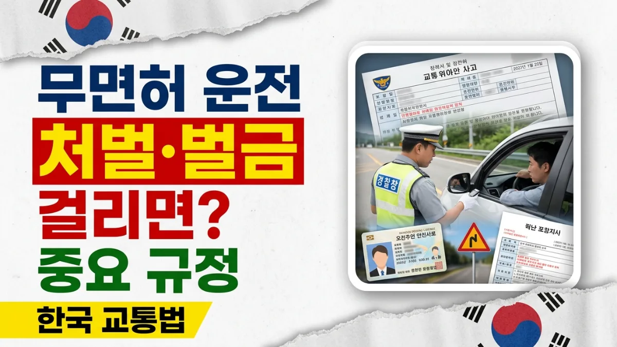 한국 무면허 운전 처벌 및 벌금